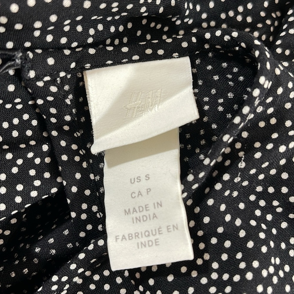 H&M Black & White Polka Dot Cottagecore Long Sleeve Flowy Dress Size Small - Picture 7 of 8